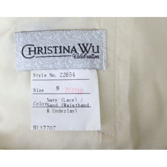 CHRISTINA WU - WOMEN'S NAVY BLUE LACE FIT & FLARE DRESS - SIZE 8 - Picture 8 of 8